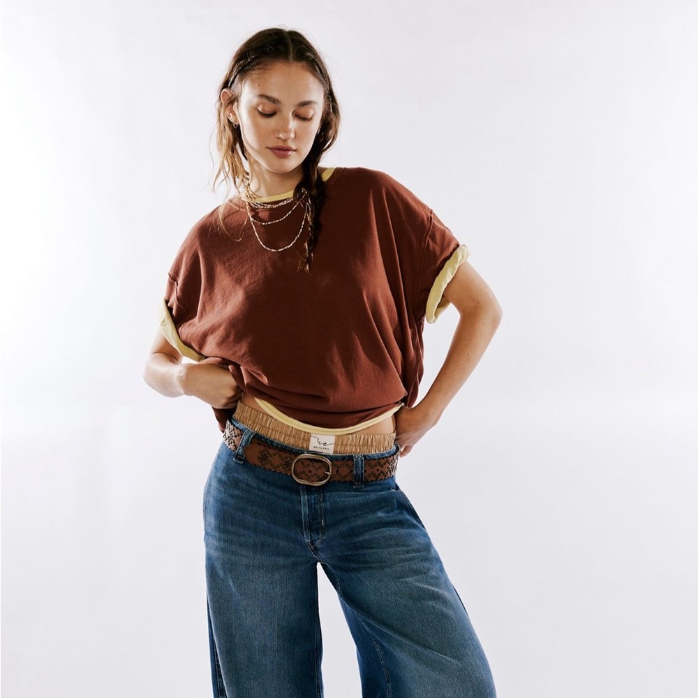 NWT We The Free Nina Tee Free People Brownie